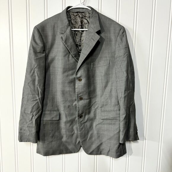 BROOKS BROTHERS Suit Jacket Men's Size 46R Grey 100% Wool Single Breasted Lined